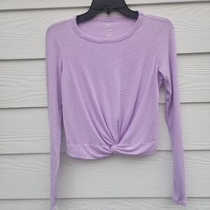 S aerie Lavender Twist-Front Long Sleeve Top